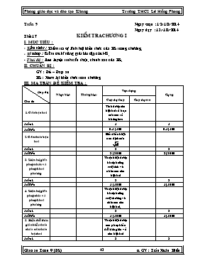 Kiểm tra chương 1 Đại số 9 - Trường THCS Lê Hồng Phong